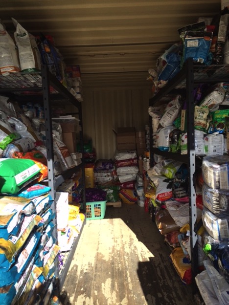 Humane Society pet food storage after ViTaL team organized it.