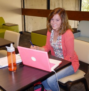 ACC student studying in the student lounge.